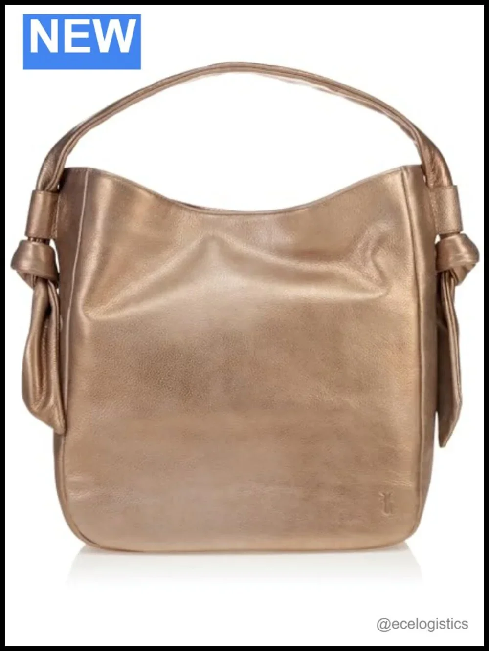 Genuine Leather Hobo Bag with Knot Detailing, Cotton Canvas Lining, Shoulder